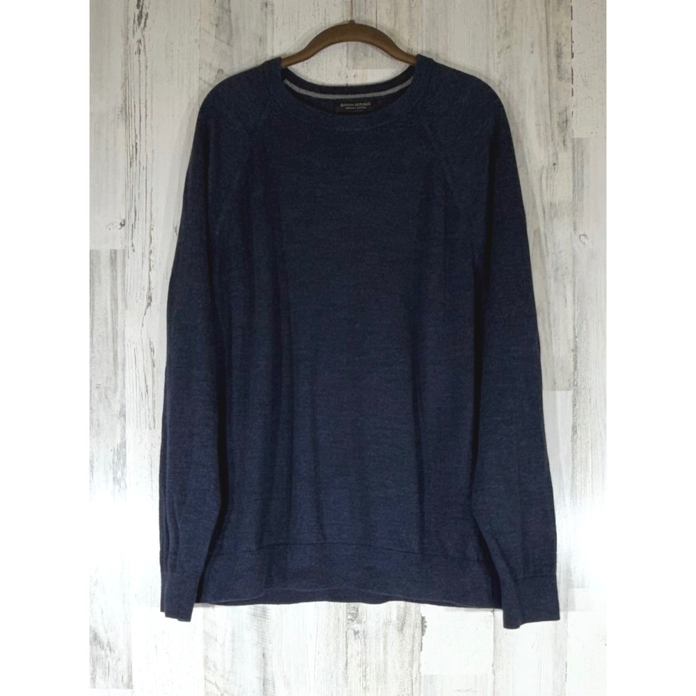 Banana Republic Sweater XL Navy‎ Blue Organic Cotton Raglan Crew Neck Casual